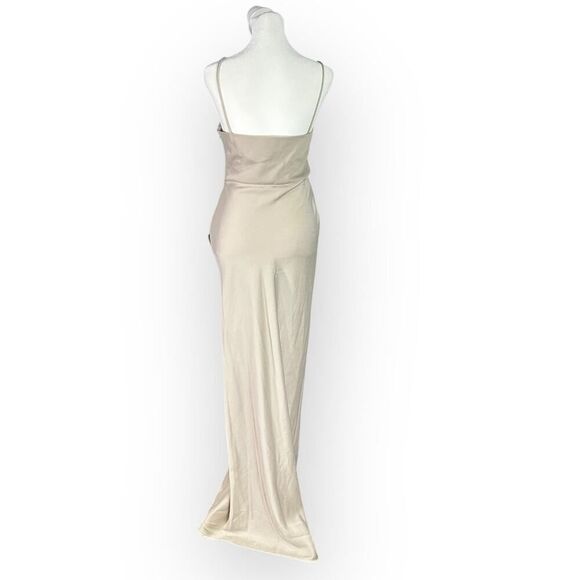 Sachin & Babi Freya Dress Women's 4 Champagne Satin V-Neck Sleeveless Maxi Gown - Picture 5 of 14